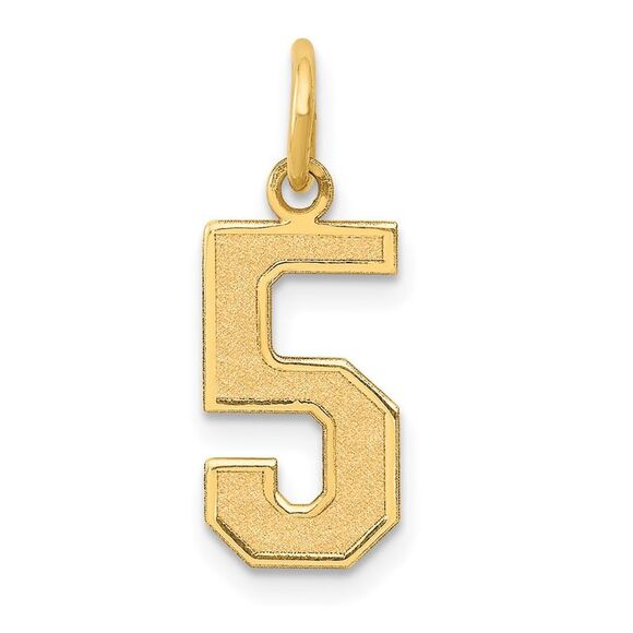14k Yellow Gold, Jersey Collection, Medium Number 5 Pendant - Picture 1 of 5